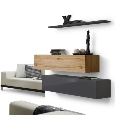 Ensemble de meubles TV pour le salon, 3 pièces, ensemble de groupe de garde-robe en bois, étagère murale