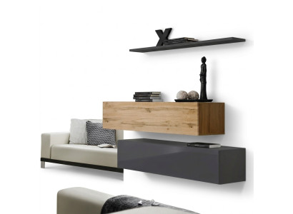 Ensemble de meubles TV pour le salon, 3 pièces, ensemble de groupe de garde-robe en bois, étagère murale