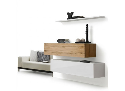 Unité murale 130 cm Designer 2x unité murale Suite Ensemble Mobilier Bois Salon