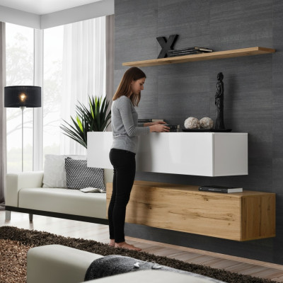 Designer d'ameublement Brown 2x Armoire murale Ensemble de meubles en bois de luxe Mobilier de salon