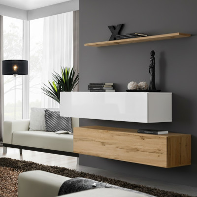 Designer d'ameublement Brown 2x Armoire murale Ensemble de meubles en bois de luxe Mobilier de salon