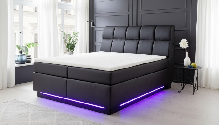 Lit capitonné. Lit Meubles Rembourrés Designer Double Luxe Design 180x200cm Simili Cuir