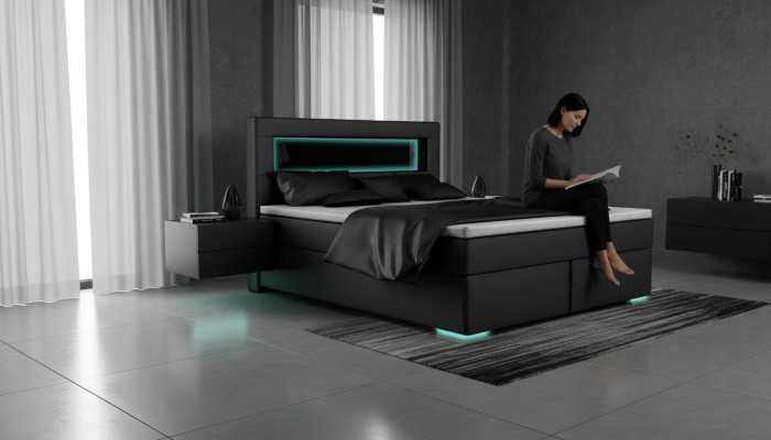 Chambre Lit Textile Luxe Rembourrage Ameublement 180x200 Meubles Lit double neuf