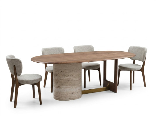 Ensemble de salle à manger design 5 pièces. Mobilier moderne Table en bois 4 chaises Suite nouvelle