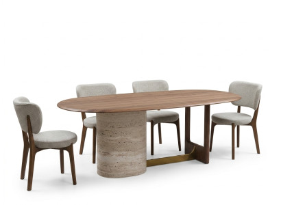 Ensemble de salle à manger design 5 pièces. Mobilier moderne Table en bois 4 chaises Suite nouvelle