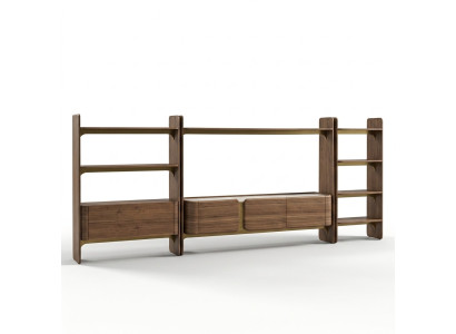 Unité murale de luxe Design Salon Suite Meubles Étagère en bois marron Étagères