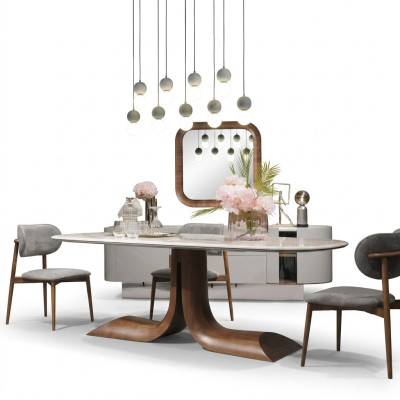 Salle à manger Table à manger 4x chaises Luxe Ensemble complet de 4 pièces Groupe de repas Table en bois