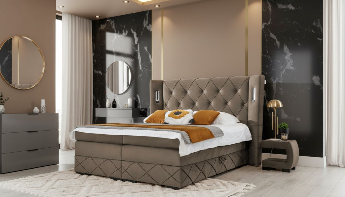 2x Tables de chevet Chambre à coucher Ensemble complet de lit de luxe 3 pièces Mobilier moderne en bois