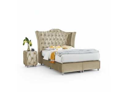 Chambre de luxe Lit rembourré 2x Tables de chevet Ensemble de lit 3 pièces Ameublement design