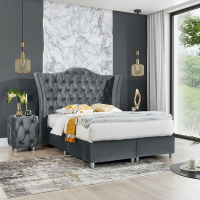 Ensemble de chambre de luxe Designer Suite Lit 2x Table de chevet en bois Complet nouveau