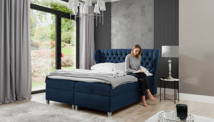 Lit sommier tapissier de luxe Chambre à coucher Lit Moderne 160x200cm Bois