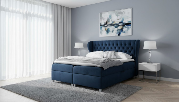 Lit sommier tapissier de luxe Chambre à coucher Lit Moderne 160x200cm Bois