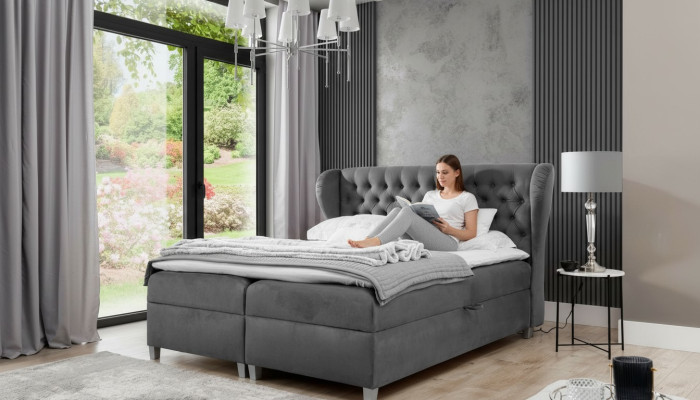 Lit Boxspring de luxe Design Chambre Lit rembourré Mobilier moderne Chesterfield