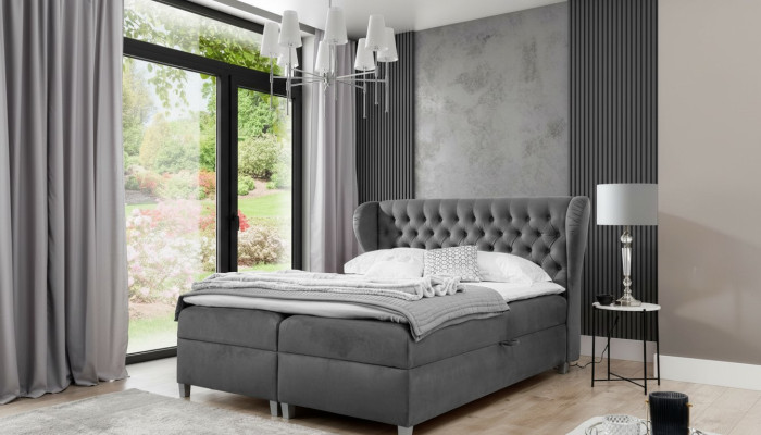 Lit Boxspring de luxe Design Chambre Lit rembourré Mobilier moderne Chesterfield