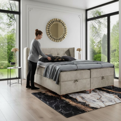 Ameublement Chambre Lit rembourré Lit sommier à ressorts de luxe double mobilier design