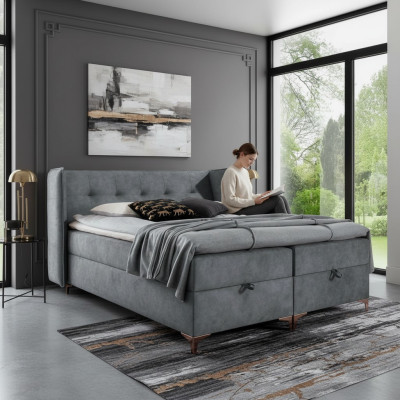 Lit boxspring 160x200 cm Mobilier rembourré Lit de luxe Chambre à coucher Style moderne