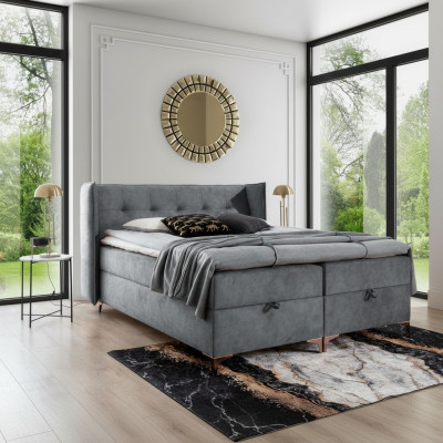 Lit boxspring 160x200 cm Mobilier rembourré Lit de luxe Chambre à coucher Style moderne