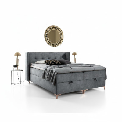 Lit boxspring 160x200 cm Mobilier rembourré Lit de luxe Chambre à coucher Style moderne