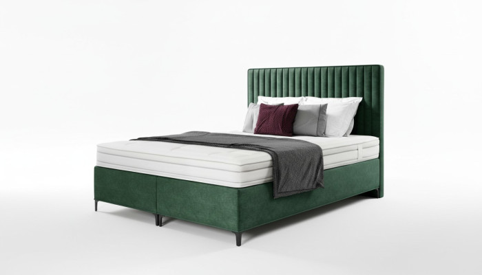 Lit Boxspring de luxe Chambre à coucher Lit rembourré Mobilier Textile 160x200cm Bois