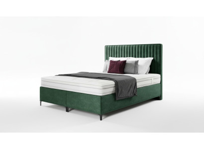Lit Boxspring de luxe Chambre à coucher Lit rembourré Mobilier Textile 160x200cm Bois