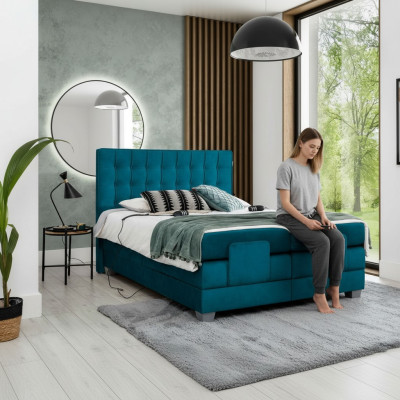 Chambre Lit Lit Rembourré Moderne Bleu Lit Double Design Textile Luxe