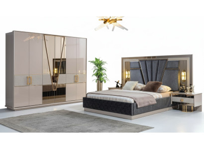 Conception moderne de la chambre à coucher Ensemble de meubles neufs Lit avec 2 tables de chevet
