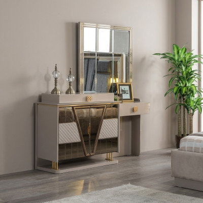 Coiffeuse moderne de luxe avec miroir, nouveau mobilier pour chambre à coucher.