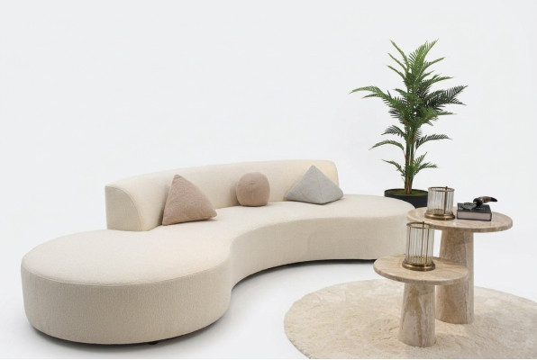 Ensemble de salon design Canapé quatre places avec 2 tables basses Mobilier de luxe