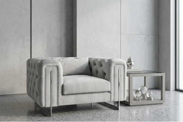 Fauteuil moderne salon Chesterfield mobilier tapisserie ameublement textile