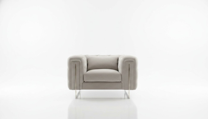 Fauteuil moderne salon Chesterfield mobilier tapisserie ameublement textile