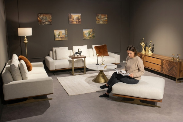 Ensemble de salon 6 pièces design complet, ensemble de canapé moderne trois places table basse