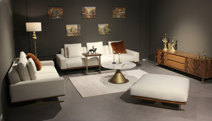 Ensemble de salon 6 pièces design complet, ensemble de canapé moderne trois places table basse