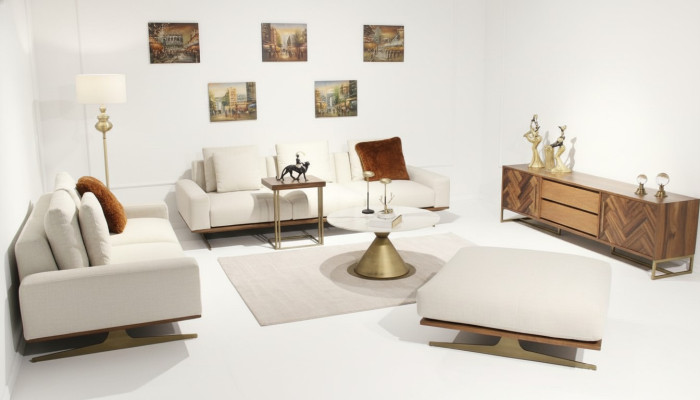 Ensemble de salon 6 pièces design complet, ensemble de canapé moderne trois places table basse