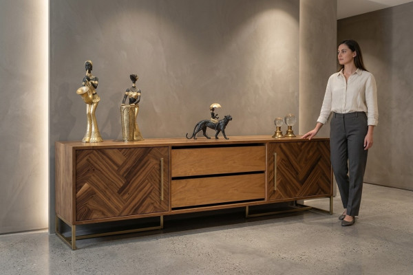 Meuble télé marron Meuble télé Buffet de salon Mobilier de salon Moderne Luxe Nouveau
