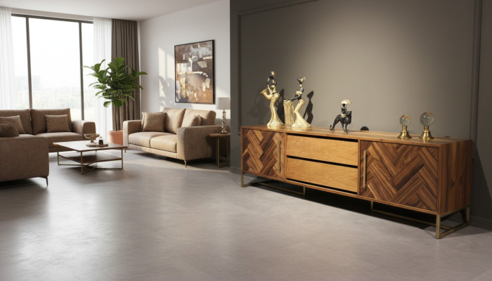 Meuble télé marron Meuble télé Buffet de salon Mobilier de salon Moderne Luxe Nouveau