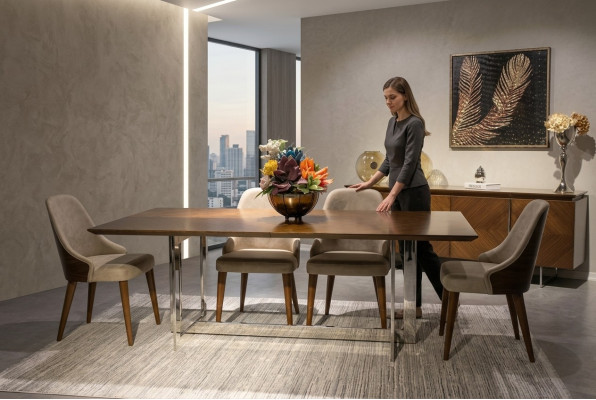 Ensemble complet Table à manger Mobilier de salle à manger de luxe Buffet 4 chaises