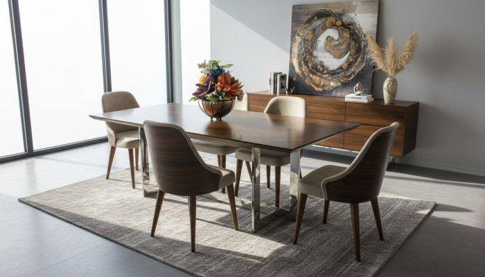 Ensemble complet Table à manger Mobilier de salle à manger de luxe Buffet 4 chaises