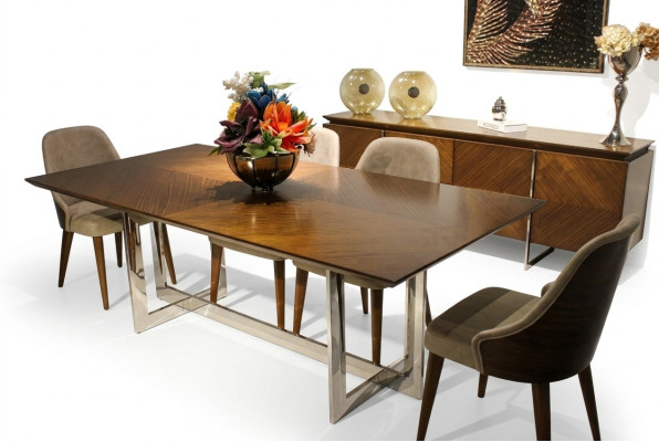 Ensemble complet Table à manger Mobilier de salle à manger de luxe Buffet 4 chaises