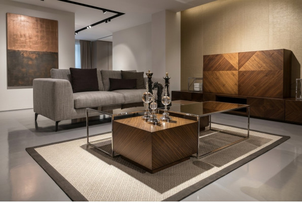 Table basse de luxe Meuble de salon En bois avec un design en verre Moderne neuf