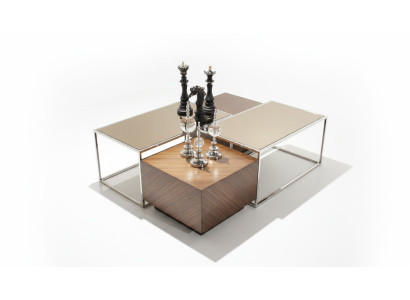 Table basse de luxe Meuble de salon En bois avec un design en verre Moderne neuf