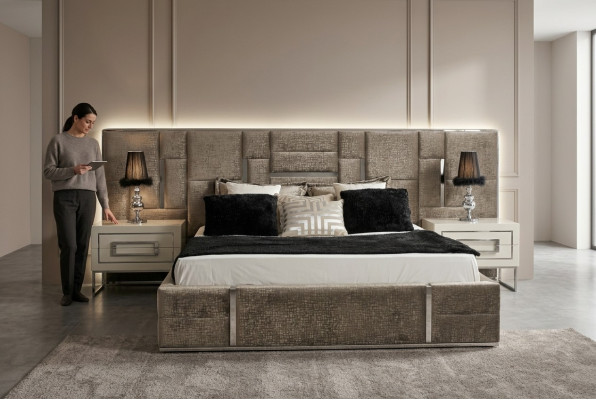 Meubles de chambre de luxe ensemble de meubles 3 pièces lit double 2x tables de chevet