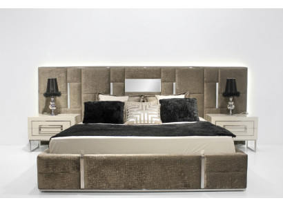 Meubles de chambre de luxe ensemble de meubles 3 pièces lit double 2x tables de chevet