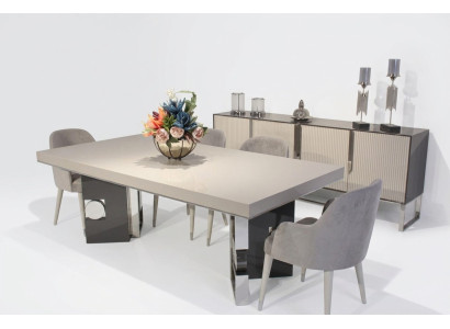 Salle à manger Design Ensemble de 6 pièces Table à manger design avec 4 chaises Bahut moderne