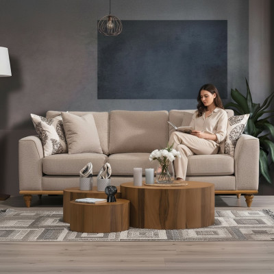 Canapé trois places Salon Design Mobilier Moderne de Luxe Canapés Beige