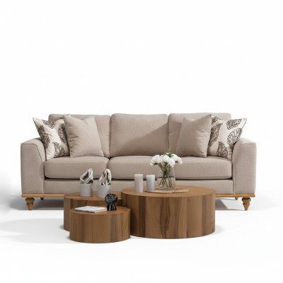 Canapé trois places Salon Design Mobilier Moderne de Luxe Canapés Beige