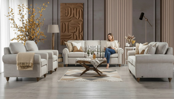 Ensemble de canapé de salon Design moderne Mobilier 2x Canapé trois places 2x Fauteuil