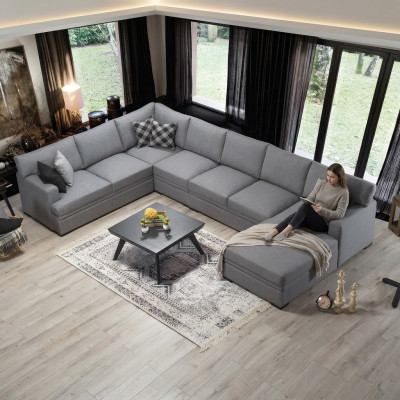 Meubles de design modernes Canapé en forme de U Gris Canapé d'angle Ameublement de salon nouveau