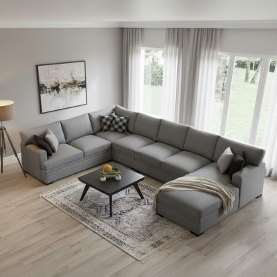 Meubles de design modernes Canapé en forme de U Gris Canapé d'angle Ameublement de salon nouveau