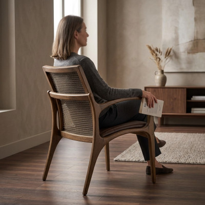 Fauteuil Salle à manger Chaise moderne Mobilier en bois Design Ameublement