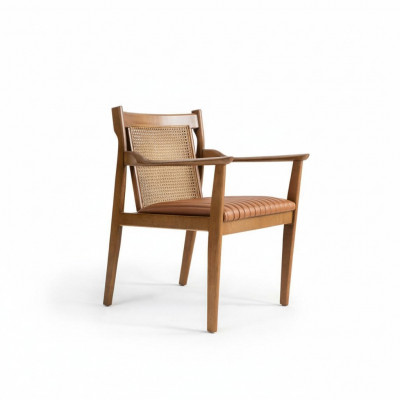 Chaise de salle à manger en cuir rembourrée de fauteuil en bois moderne nouveau meuble